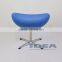 Replica Arne Jacobsen Egg chair and Ottoman - Blue Wool Fabric - Polished aluminum base