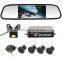 Car Reverse Backup Radar with 4 Parking Sensors+4.3" Car Mirror Monitor +Waterproof car Camera