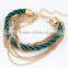 Fashion Fabric Weave Jewelry Multi Layers Rope Metal Chain Bracelet