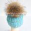 Baby Lively Cute Hats For Kids With Raccoon Fur Balls Knitted Baby Kids Hats