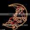 Funny Mr. Moon wearing christmas hat and glasses 2d LED Rope Motif Light