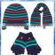 2014 best selling boys stripe knitted hat scarf and gloves