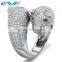 Women's Sterling Silver CZ Pave Set CZ Jaguar Engagement Band Ring