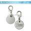 custom trolly coin holder keychain round metal keychain