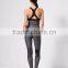Latest Deep Armholes Racerback Design Women grey Athletic Yoga Wear Set