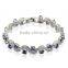Rellecona unique wave design bracelet inlaid sapphire cubic zircon gold plated wedding jewelry 7''