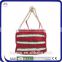 Colored Stripe Foadble Straw Bag With Metal Chain