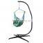 Green and Grey Stripe Polyester Hanging Hammock Chair with Cushion