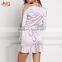 Sexy Wedding Dresses Gowns Silver Silky Sleeve Lace Up Wrap Dress