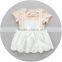 Wholesale price baby clothes 0-24 month lace flower frocks and t-shirt 2 piece