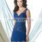 royal blue lace off shoulder chiffon deep v neck latex evening dress
