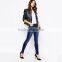 slim fit blue plain stretch slim jeans for women wholesale factory price