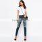 knee ripped new model jeans for lady wholesale custom design