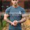 Dark Slate Longline Mens T Shirt Round Bottom Short Sleeve Muscle Tee Gym Fitted Curved Hem Tee OEM Elongated T Shirt Streetwear