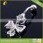Stainless Steel Big CZ Bowknot Long Navel Ring
