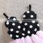 2015 new arrival black polka dots birthday baby girls party wear dress M5041516