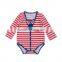 Baby Girl Long Sleeve Red White Striped Romper Outfit Clothes