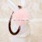Cute mink fur elastic hand made real fur ball hairband for girl woemn hair