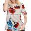 Latest Shirt Designs Female Polyester Custom Print Rounded Hem t Shirt