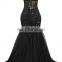 Black Plus Size Sweetheart Mermaid Evening Gown Robe De Soiree Longue 2016 Lace-up Back Beaded Crystals Tulle Long Prom Dress