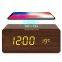 2020 New Desk Wireless Charger Digital Wooden  Alarm Clock With Temperature Display