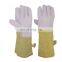 HANDLANDY Split Pigskin Leather Heat Resistant Fireplace Gloves Kitchen Oven Glove BBQ Gloves with cotton lining