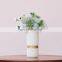 Simple Cylinder Shape White Ceramic Desktop Table Matte Vase With Gold Silver Line Gift For Wedding