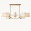 Custom Classic Retro Simple MARTINEAU Linear tapered oval white linen shade  chandelier for home hotel ceiling hanging lighting