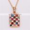 Colorized Rhinestones Square Shape Sweater Chain Gold Necklace
