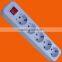 Europe style 6 way extension power socket with grounding and switch (E8006ES)