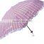 RAIN QUEEN Wave Edge 3 Folding Flower Parasol Sun Protection Anti-UV striation Umbrella for Women