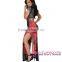 Sexy Women Reddish Tie Dye Vintage Short Sleeve Cheongsam Maxi Dress