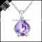 Best selling fashion round shape metal silver plated purple diamond pendant