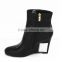 Simple Korean black Color chunky heel women Ankle Boots Shoes high heel autumn shoes boots