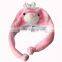 newest style customized soft plush animal hat for winter