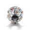 X374 Globalwin Oxidized 925 Sterling Silver Charm, Round DIY Bead Pave Red Diamond Heart For Bracelet making