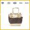 Women Shopping Bag Cotton Canvas Stripes Tote Handbag