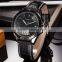 Fashion Stainless Steel Case Black Genuine Leather Strap Male Men Wrist Quartz Watch