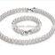 7-8 mm White Button Freshwater Pearl Necklace And Bracelet Sets