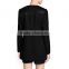 New Fashion winter coat women 2015 Patchwork Pockets Long Simple Overcoat Outerwear Black