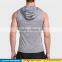 Sleeveless quick dry hooded running sweatshirts jogging basketball sports t-shirt muscle tee gym clothing for men