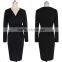 Women's Elegant Faux Wrapped Ruched Detachable Belted Bowknot Wear to Work Office Stretch Bodycon Fitted Dress