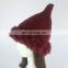 Top grade 100% acrylic women beanie winter hats with rabbit fur