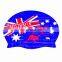 Highly quality hot selling country flag silicone swim cap for adult