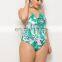 New Sexy Bikini Plus Size Woman Siamese Fat Swimsuit Halter Strap Printed Swimsuit