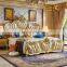 Royal bedroom furniture Classic leather bed antique solid wood king bed