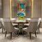 Modern design furniture 6 chairs metal decor round dining room table sets luxury