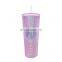 Hot Selling Multi Color Double Wall Studded Matte Plastic Tumblers Cup Studded Coffee Tumbler Cups with Lid