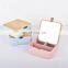 2021New Arrivals Wood Round Makeup Mirror Cosmetic Bamboo Small Travel Mirror With Storage Tray