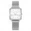 HANNAH MARTIN 108 Square Simple Women Water Resistant Mesh Strap Watches Analog Ladies Stainless Steel Watch